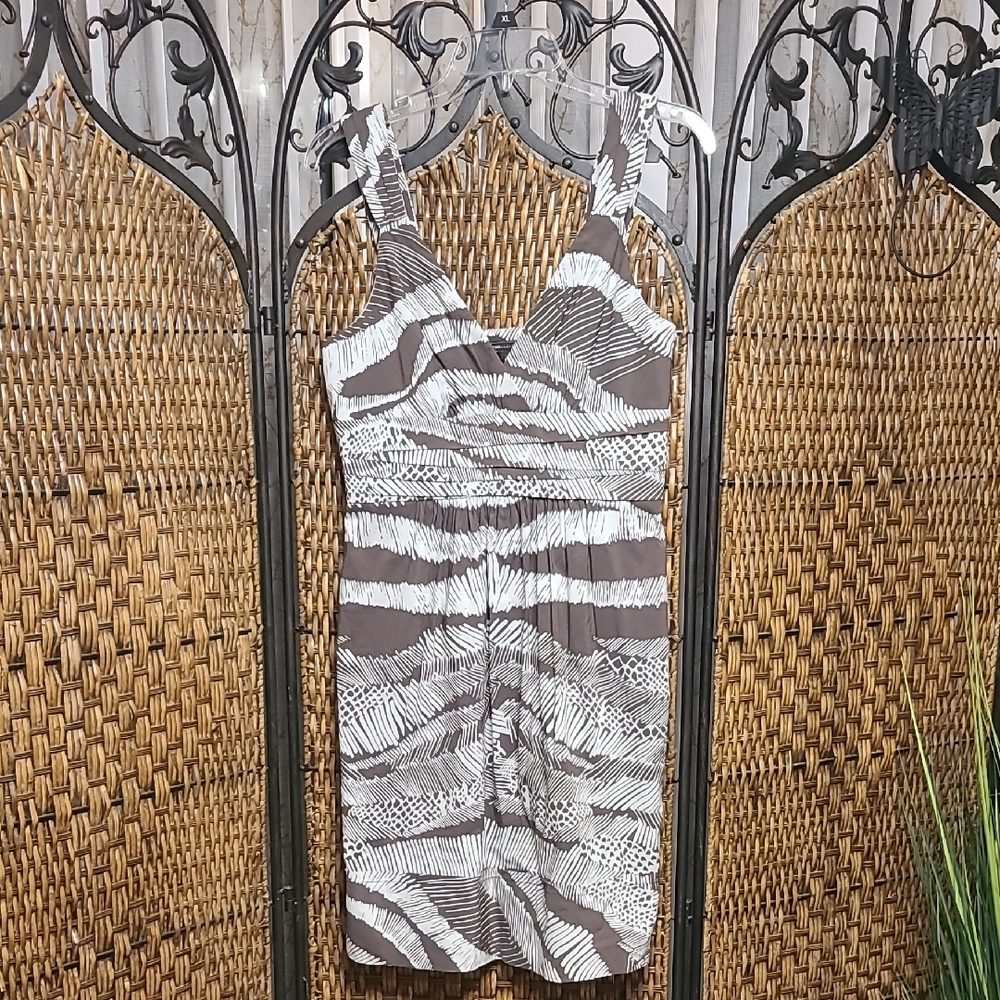 BCBGMaxAzria Blue and Brown Sheath Mini Dress Spaghetti Strap